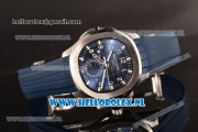 Patek Philippe Aquanaut Travel Time 9015 Auto Steel Case with Blue Dial and Blue Rubber Strap