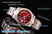 Rolex Datejust II Asia 2813 Automatic Steel Case with Red Dial and Stick Markers - ETA Coating Super LumiNova