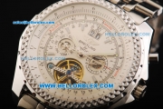 Breitling for Bentley Motors Automatic Tourbillon Silver Case with White Dial and SS Band