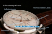 IWC Portuguese Chrono Miyota OS20 Quartz Steel Case with Brown Leather Bracelet White Dial and Rose Gold Markers