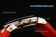 Ulysse Nardin Dual Time Automatic Movement Steel Case with Red Dial and Red Rubber Strap