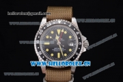 Rolex GMT-Master Asia 2813 Automatic Steel Case with Black Dial Dot Markers and Army Green Nylon Strap