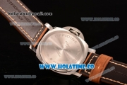 Panerai Luminor GMT PAM 029 A Asia Automatic Steel Case with Black Dial Stick/Arabic Numeral Markers and Brwon Leather Strap