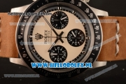 Rolex Daytona Vintage Chronograph OS20 Quartz Steel Case with White Dial and Brown Nylon Strap