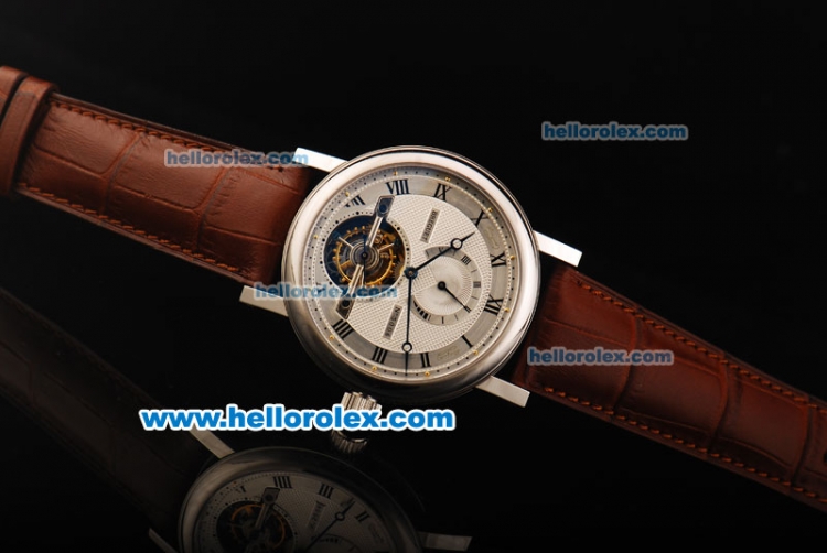 Breguet Classique Complications Flying Tourbillon Manual Wind Movement Steel Case with White Dial and Black Roman Numerals - Click Image to Close
