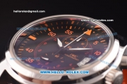 IWC Pilot's Chronograph Miyota Quartz Steel Case with Black Dial and Orange Markers