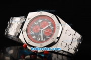 Audemars Piguet Royal Oak Offshore Japanese Miyota Quartz Movement with Black/Red Dial and Silver Case-SS Strap