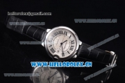 Cartier Ballon Bleu de Cartier Large Swiss ETA 2824 Automatic Steel Case with White Dial Black Leather Strap and Roman Numeral Markers