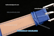 Ulysse Nardin Classico Miyota OS2035 Quartz Steel Case with Stick Markers Blue Dial and Blue Leather Strap