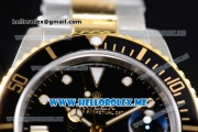 Rolex Submariner Clone Rolex 3135 Automatic Two Tone Case/Bracelet with Black Dial and Dot Markers PVD Bezel (BP)