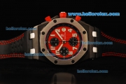 Audemars Piguet Royal Oak Offshore Chronograph Swiss Valjoux 7750 Automatic Movement PVD Case with Red Dial and Black Leather Strap-Run 9@Sec