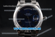 Rolex Day-Date Clone Rolex 3255 Automatic Stainless Steel Case/Bracelet with Dark Blue Dial and Roman Numeral Markers