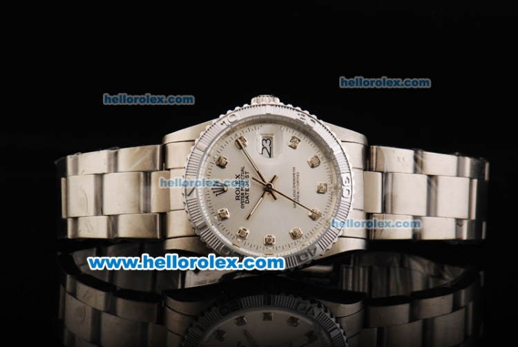 Rolex Datejust Automatic with White Dial and Diamond Marking-Men Size - Click Image to Close