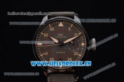 IWC Big Pilot Swiss Valjoux 7750 Automatic PVD Case with Brown Dial Stick/Arabic Numeral Markers and Grey Leather Strap (ZF)