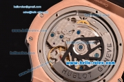 Hublot Aero Bang Chronograph Swiss valjoux 7750-SHG automatic Rose Gold Case with Skeleton Dial Gold Stick Markers and Black Rubber Strap