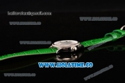 Rolex Cellini Time Asia 2813 Automatic Steel Case with White Dial Green Leather Strap and Stick/Roman Numeral Markers