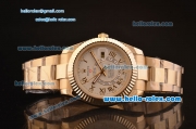 Rolex Sky-Dweller Asia 2813 Automatic Gold Case/Strap with Grey Dial and Roman Numeral Hour Markers