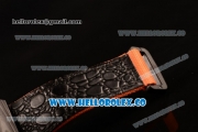 Richard Mille RM 055 Miyota 9015 Automatic Carbon Fiber Case with Skeleton Dial and Orange Nylon/Leather Strap