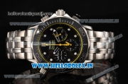 Omega Seamaster Diver 300M Chrono Miyota OS20 Quartz Steel Case/Bracelet with Black Dial and Yellow Inner Bezel