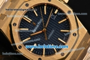 Audemars Piguet Royal Oak Swiss ETA 2824 Automatic Full Yellow Gold with Gold Sitck Markers and Blue Dial - 1:1 Original