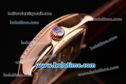 Vacheron Constantin Malte Tourbillon Swiss Tourbillon Manual Winding Rose Gold Case with Brown Alligator Strap White Dial and Diamond Bezel