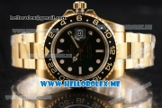 Rolex GMT-Master II Clone Rolex 3186 Automatic Yellow Gold Case/Bracelet with Green Dial and Dot Markers (BP)