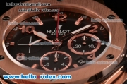 Hublot Big Bang Chrono Clone HUB4100 Automatic Rose Gold Case with Black Rubber Strap Black Dial