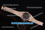 Audemars Piguet Royal Oak Offshore Seiko VK67 Quartz Rose Gold/Diamonds Case with Black Dial and Arabic Numeral Markers