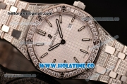 Audemars Piguet Royal Oak 33MM Miyota Quartz Diamonds/Steel Case with White Dial Stick Markers and Diamonds Bezel (EF)