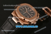 Patek Philippe Nautilus Chrono Swiss Valjoux 7750 Automatic Rose Gold Case with Black Dial and Stick Markers - 1:1 Original (BP)