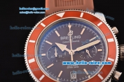 Breitling Superocean Heritage Chronograph Miyota Quartz Steel Case with Brown Dial and Brown Rubber Strap