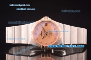 Omega Constellation Co-Axial Asia 2813 Automatic Steel Case with Rose Gold Bezel and Rose Gold Dial-Diamond Markers