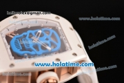 Richard Mille RM 52-01 Miyota 6T51 Automatic Rose Gold Case with Blue Skull Dial and White Rubber Bracelet