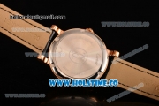 Cartier Rotonde De Miyota Quartz Rose Gold Case with Black Dial Diamonds Bezel and Diamonds Markers