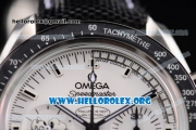 Omega Speedmaster Apollo 13 Silver Snoopy Award Limited Edition Copy Venus 75 Manual Winding Steel Case with White Dial Black Leather Strap and Stick Markers (EF)