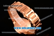 Cartier Rotonde De Miyota Quartz Rose Gold Case/Bracelet with Black Dial and Diamonds Bezel