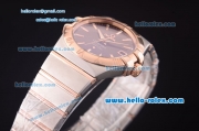 Omega Constellation Co-Axial Asia 2813 Automatic Steel Case with Rose Gold Bezel and Brown Dial-Stick Markers