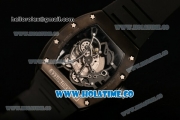 Richard Mille RM 055 Bubba Watson Tourbillon Manual Winding PVD Case with Skeleton Dial Black Rubber Strap and Dot Markers