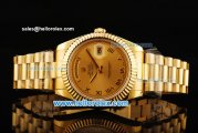 Rolex Day Date II Rolex 3156 Automatic Movement Full Gold with Golden Dial and Roman Numeral Markers