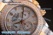 Rolex Daytona Chronograph Swiss Valjoux 7750 Automatic Movement Two Tone with Diamond Bezel and MOP Dial