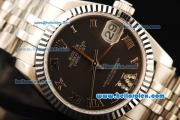 Rolex Datejust Automatic Movement Full Steel with ETA Coating Case and Black Dial