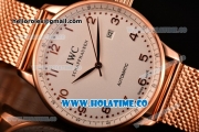 IWC Portugieser Asia 2813 Automatic Full Rose Gold with White Dial and Rose Gold Arabic Numeral Markers