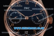 IWC Portuguese Clone IWC 52010 Automatic Rose Gold Case with Black Dial Arabic Numeral Markers and Black Leather Strap - 1:1 Original (ZF)
