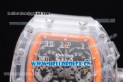 Richard Mille RM 011 Felipe Massa Flyback Chronograph Swiss Valjoux 7750 Automatic Sapphire Crystal Case with Skeleton Dial Arabic Number Markers and Aerospace Nano Translucent Strap