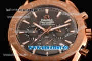Omega Speedmaster Moonwatch Co-Axial Chronograph Miyota OS20 Quartz Rose Gold Case with Black Dial and White Stick Markers