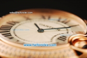 Cartier ballon bleu de Cartier Swiss Quartz Movement Rose Gold Case with Diamond Bezel and Black Leather Strap