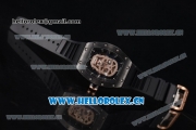 Richard Mille RM052 Miyota 9015 Automatic PVD/Rose Gold Case with Skull Dial and PVD Bezel Black Rubber Strap