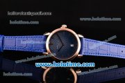 Vacheron Constantin Malte Miyota Quartz Rose Gold Case with Blue Leather Bracelet Blue Dial and Stick Markers