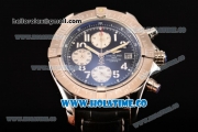 Breitling Avenger Seawolf Miyota Quartz Steel Case with Black Dial and Black Leather Strap - White Arabic Numeral Markers