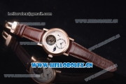 Breguet Grand Complication Moon Phase Tourbillon Swiss Tourbillon Manual Winding Rose Gold Case with White Dial Roman Markers and Brown Leather Strap